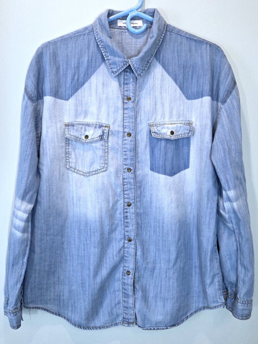 Life in Progress Blue Denim Button Down Shirt Size M